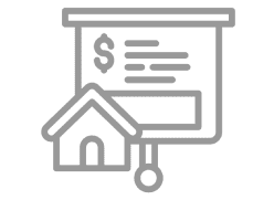 House with financial document icon illustration.