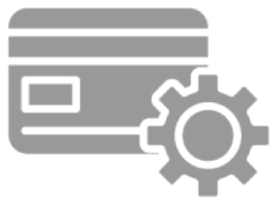 Credit card with gear icon design.